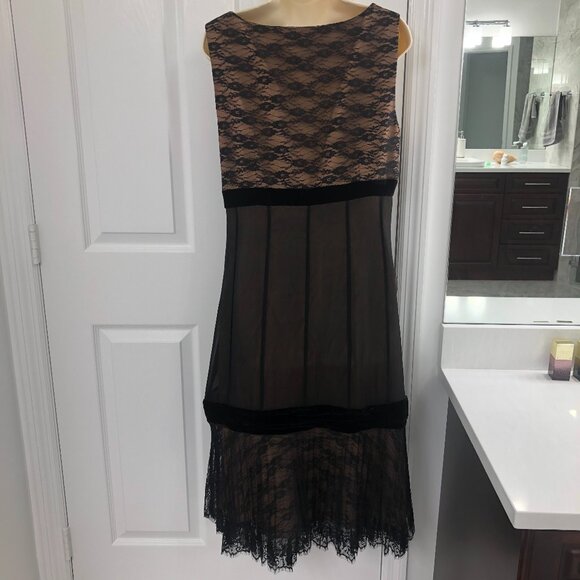 SPENSER JEREMY Vintage NWT Black Lace Velvet Lined Cocktail Party DRESS Size 12 - Picture 6 of 12